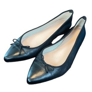 J. Crew Black Leather Pointy Toe Ballet Flats 6